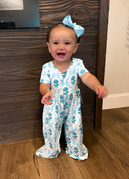 Blue Floral Bamboo - Romper