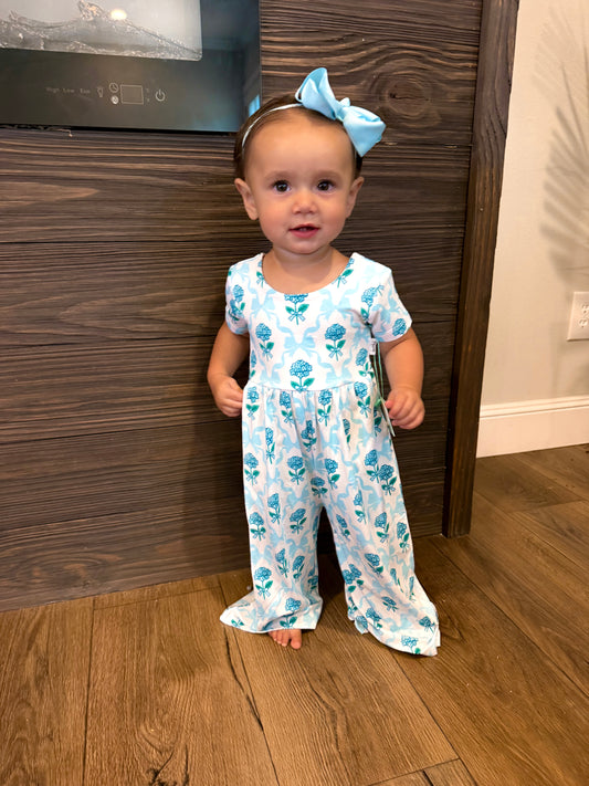 Blue Floral Bamboo - Romper