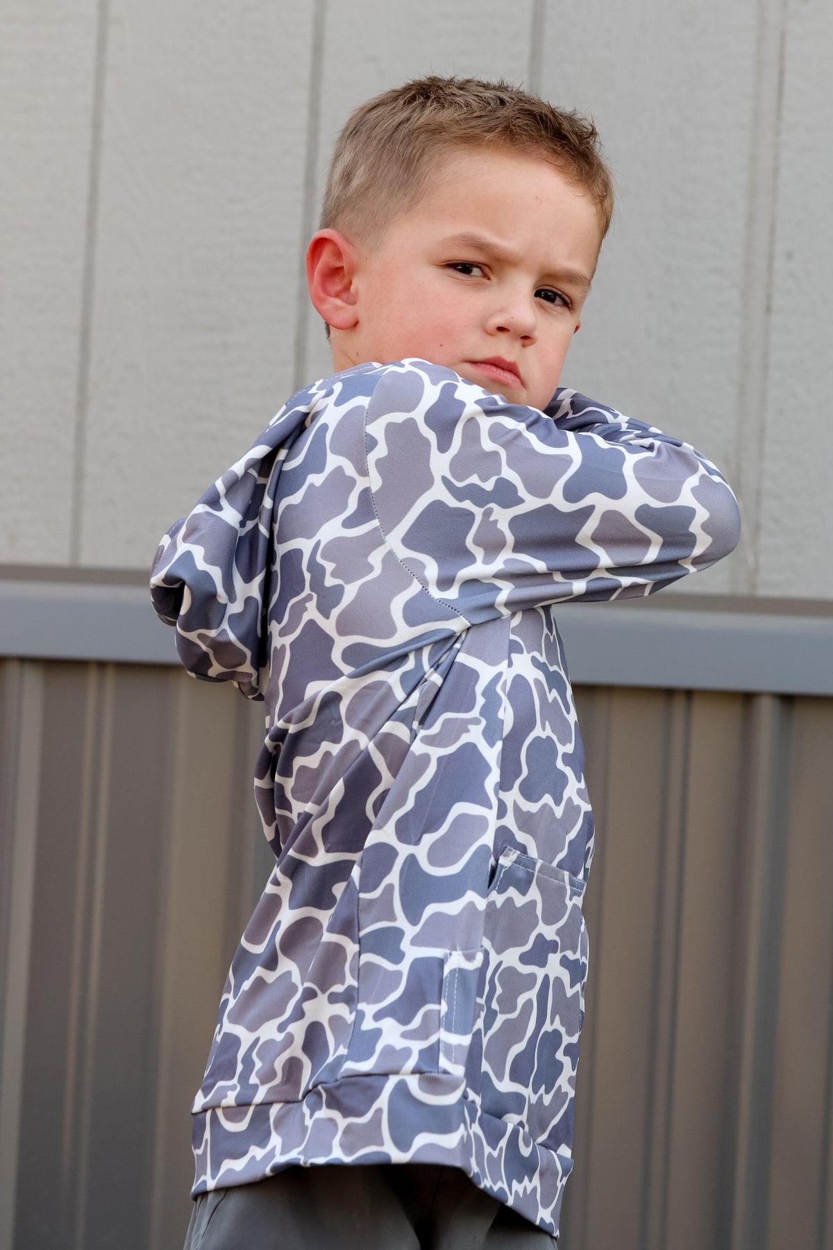 Dark Wash Camo Pullover
